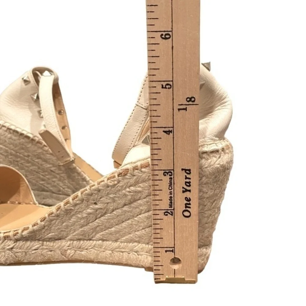 Anthropologie Maypol Studded Cream Leather Nalino Espadrille Wedges